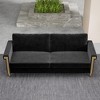 VASIP Velvet Sofa and Chair Combo, Plush Black Couch and Armchair with Gold Metal Accents, Deep Seats - 2 of 4