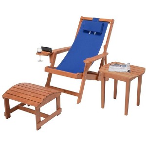 Jiallo Romantic Collection Canvas Sling Chair with Cup and Wine Holder and Ottoman (Set of 3) - 1 of 4
