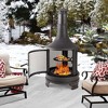 Costway 30 Inch Outdoor Fire Pit Chiminea 2 in 1 Wood Burning Metal Fireplace  with Grill - 2 of 4
