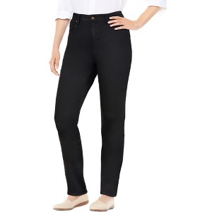Woman Within Women's Plus Size Petite Comfort Curve Straight-Leg Denim Jean - 1 of 4