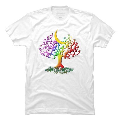 Adult Design By Humans Rainbow Pride Tree of Life By Fluffydstroyer T-Shirt