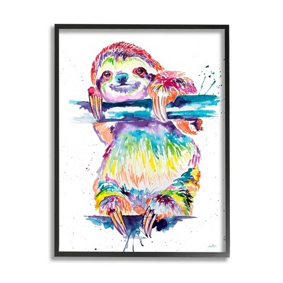Stupell Industries Fun Rainbow Sloth Wildlife Framed Giclee