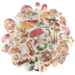 Wrapables Decorative Scrapbooking Washi Stickers, DIY Crafts for Stationery, Diary, Card Making (60 pcs), Mushrooms - 1 of 4