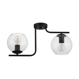 2-Light Marojales Semi Flush with Shade Black/Clear - EGLO: Modern ETL Listed Glass Fixture for Indoor Use - 1 of 4