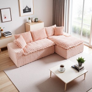 95.7" Turtle Velvet L-Shaped Sectional Sofa with Left Chaise, Convertible, 5 Pillows - 1 of 4