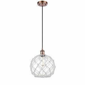 Farmhouse Rope - 1 Light Cord Hung Mini Pendant In Industrial Style-13 Inches Tall and 10 Inches Wide - 1 of 1