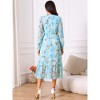 INSPIRE CHIC Women's Long Sleeve Floral V Neck Boho Ruffle Tiered Flowy Chiffon Midi Dress with Pocket - 2 of 4