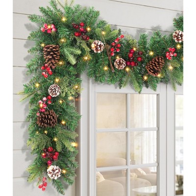 MOEPISY Pre-lit Christmas Garland 9FT with 100 Warm Lights, Evergreen Glow