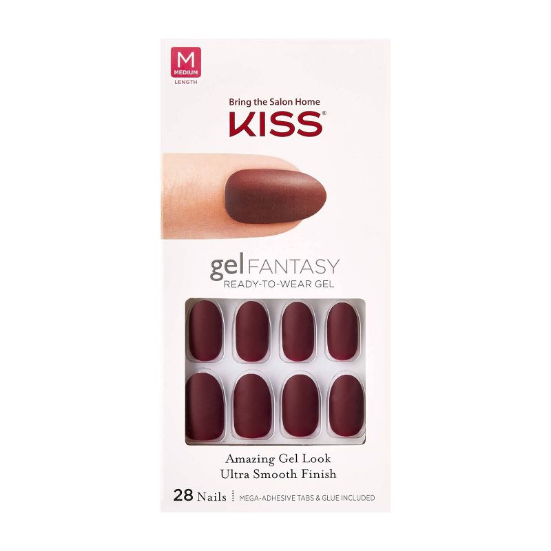 Kiss Gel Fantasy Ready-To-Wear Fake Nails - Burgundy - 28ct, 1 of 6