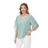 Anna-Kaci Women's V-Neck Blouse with Split Sheer Short Sleeves and Relaxed Fit Silhouette - 2 of 4