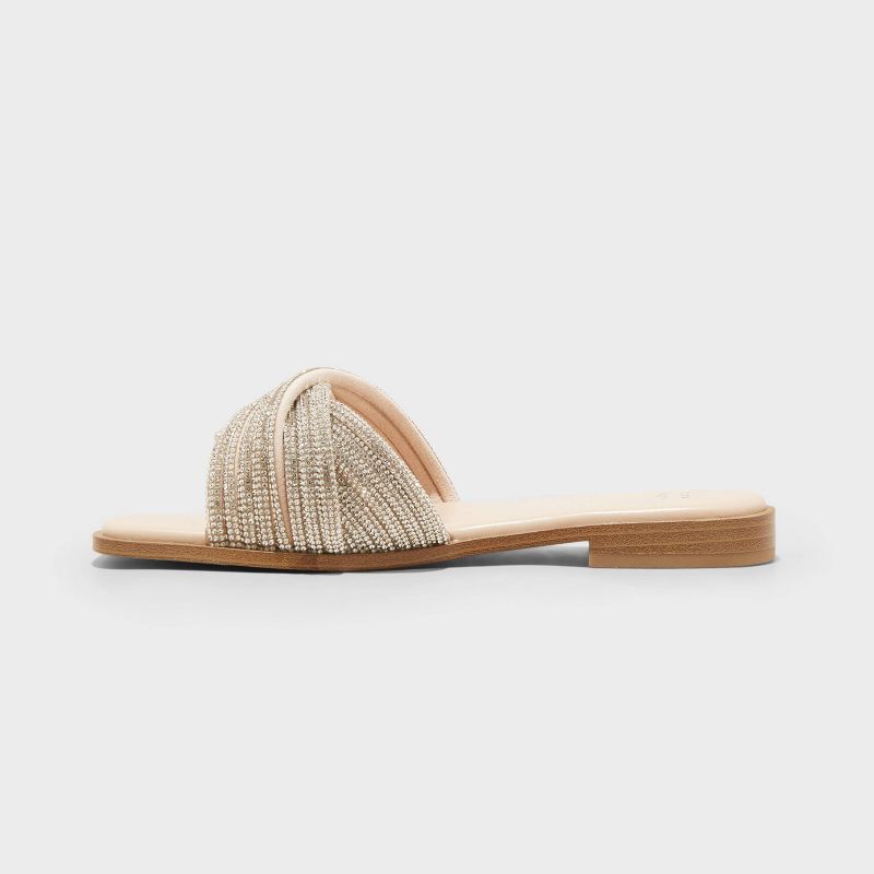 Women&#39;s Felicia Rhinestone Slide Sandals - A New Day&#8482; Silver, 2 of 10
