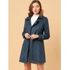 Allegra K Women's Notched Lapel Double Breasted Faux Suede Trench Coat with Belt - 3 of 4