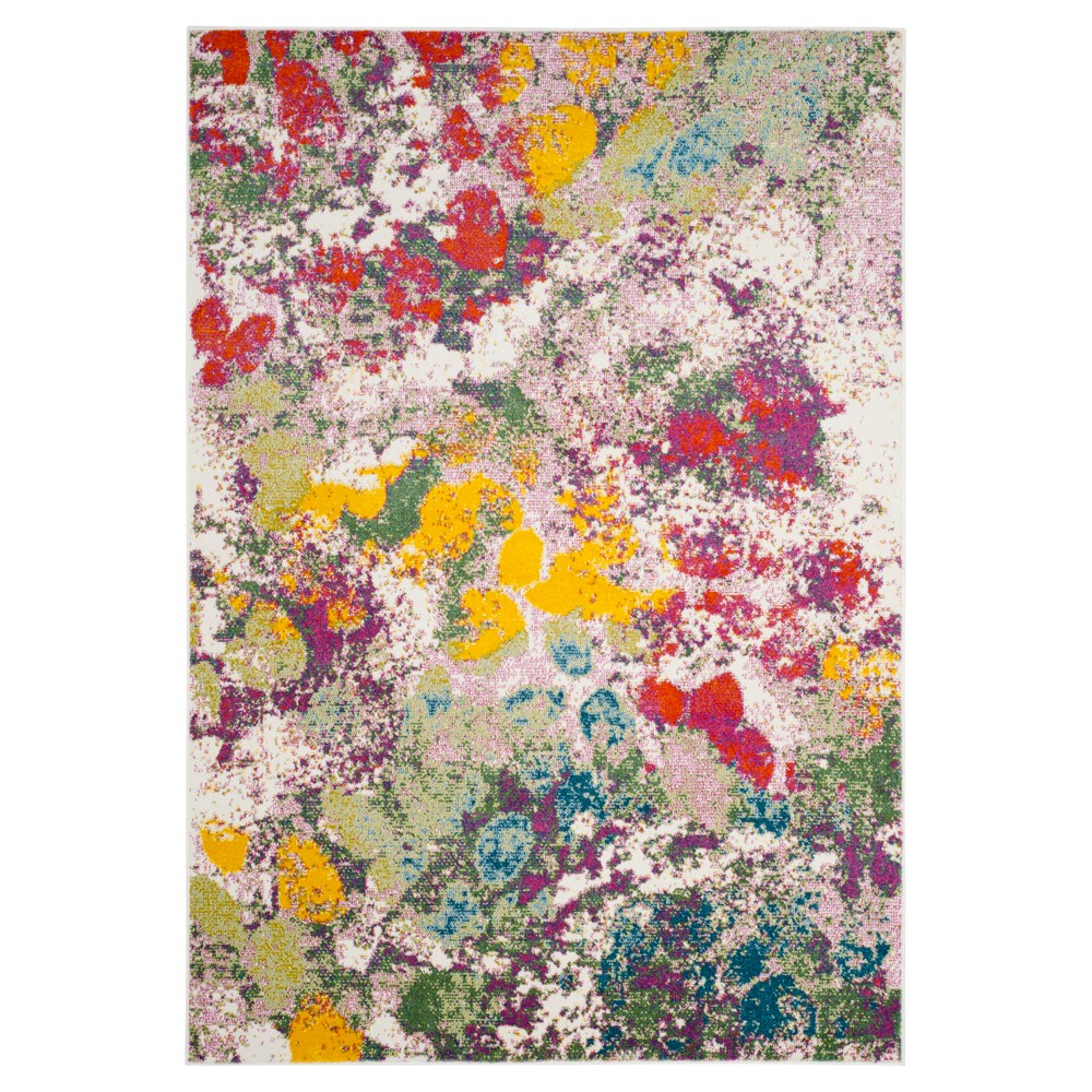 Light Green/Rose Splatter Loomed Accent Rug 4'x6' - Safavieh