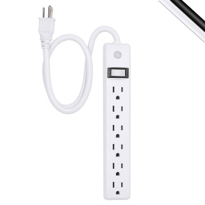 GE 6 Outlet Power Strip Black/White