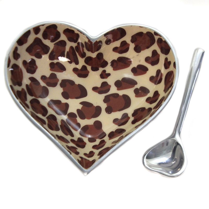 4.75 In Happy Metal Heart W/Spoon Dish Party Salsa Dips Candy Dishes, 1 of 4