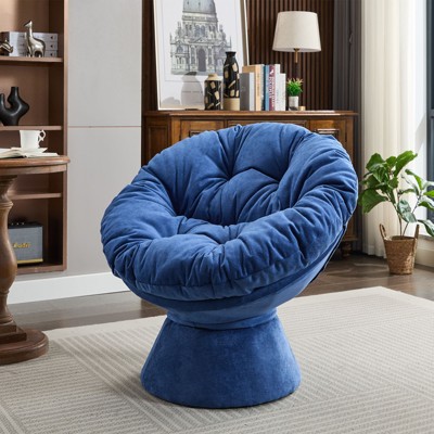 Papasan Chair w/Cushion and Frame,Oversized Comfy Chenille Upholstered Round Swivel Accent Chair for Living Room Bedroom