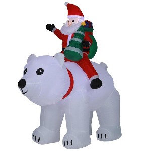 LuxenHome 6FT Santa and Polar Bear Lighted Christmas Inflatable - 1 of 4