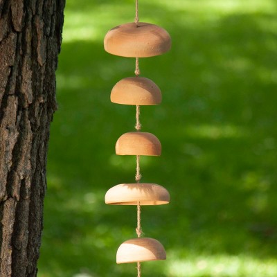 Natural Terracotta and Jute Hanging Moon Chimes, 40"
