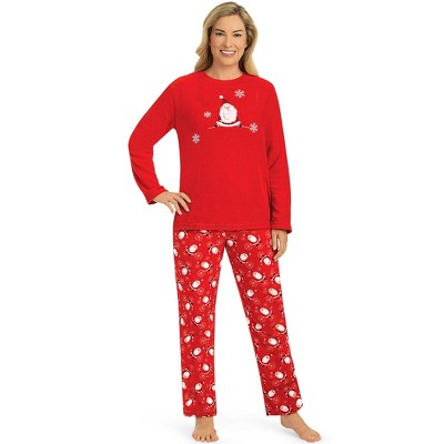 Collections Etc Christmas Soft Fleece Santa Claus 2-piece Pajama Set ...