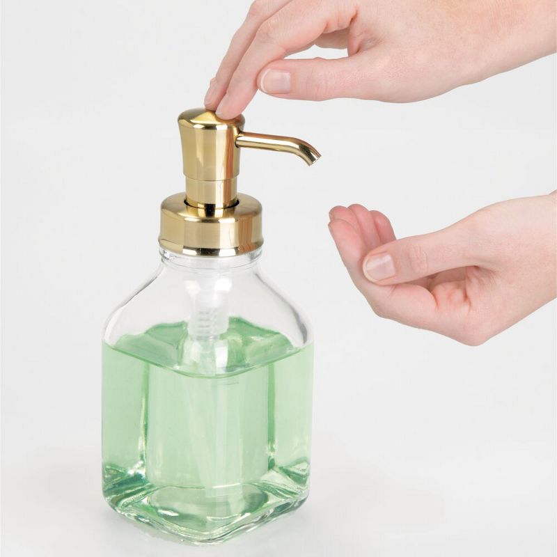 mDesign Square Glass Refillable Liquid Soap Dispenser Pump, 2 Pack, 5 of 9