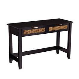 Chekshire 53" Black and Natural Wood Storage Console