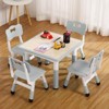 Modern Kids Table and 4 Chair Set,23" Height Adjustable Toddler Table and 4 Chairs with Non-Slip Desk Legs&Organizer Graffiti Desktop - 3 of 4
