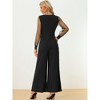 Allegra K Women's Elegant V Neck Mesh Long Sleeve Loose Wide Leg Party Jumpsuits - 4 of 4