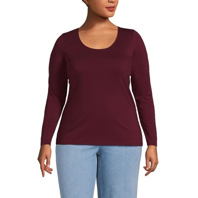 Lands' End Women's Long Sleeve Lightweight Jersey Scoop Neck T-Shirt
