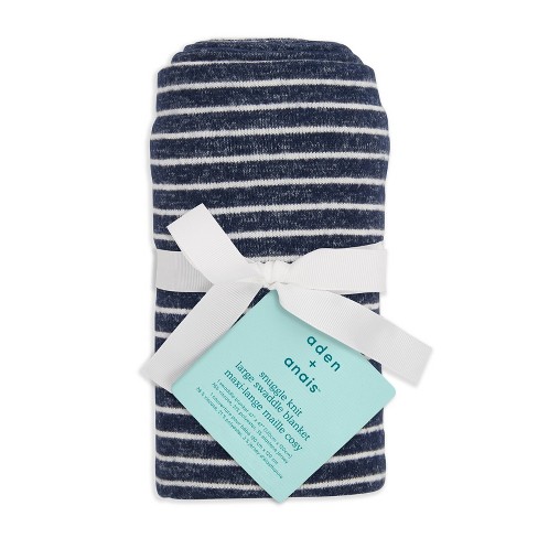 Aden By Aden + Anais Snuggle Knit Swaddle Blanket Navy Stripe : Target