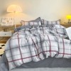 Boersma 3 Pieces Red And Black Check Duvet Cover Set Soft And Comfort Geometric Fringe Pattern Microfiber Bedding Set with 2 Pillowcases Twin Size - 4 of 4