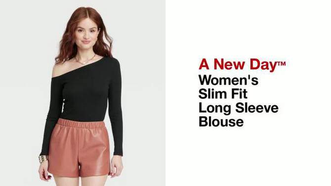 Women's Slim Fit Long Sleeve Blouse - A New Day™, 2 of 7, play video
