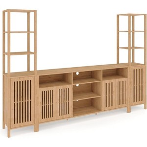 3-Piece Large TV Stand with Bookshelves for TVs Up to 70", Farmhouse Entertainment Center with Shelves, 70" Media Console Table for Living Room - 1 of 4