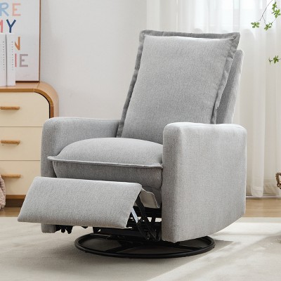 25"W Swivel Rocker Recliner Chair Glider Rocker Recliner Rocking Nursery Chair Accent Chair with Cushion-ModernLuxe