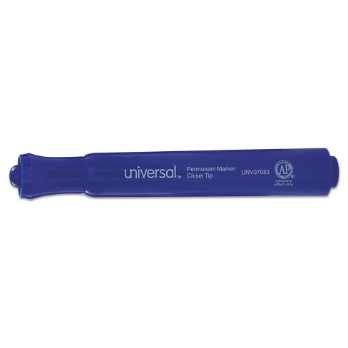 UNIVERSAL Permanent Markers Chisel Tip Blue Dozen 07053