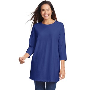 Woman Within Plus Size Perfect Three-Quarter Sleeve Crewneck Tunic - 1 of 4