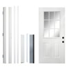 Lirago Fiberglass Front Doors - 36 in. x 80 in. White with Brickmould, 6-9/16" Vinyl Frame, 9 Lite Low-E Glass, Left Hand Inswing - 2 of 4