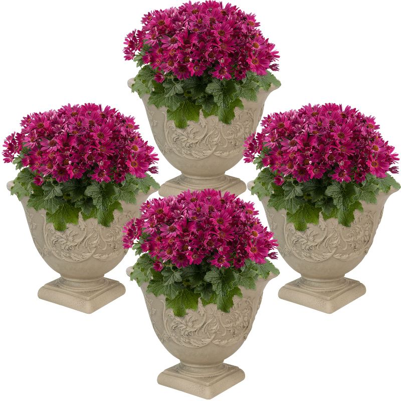 Sunnydaze Indoor/Outdoor Patio, Garden, or Porch Weather-Resistant Double-Walled Darcy Flower Pot Planter - 16" - Beige, 5 of 9