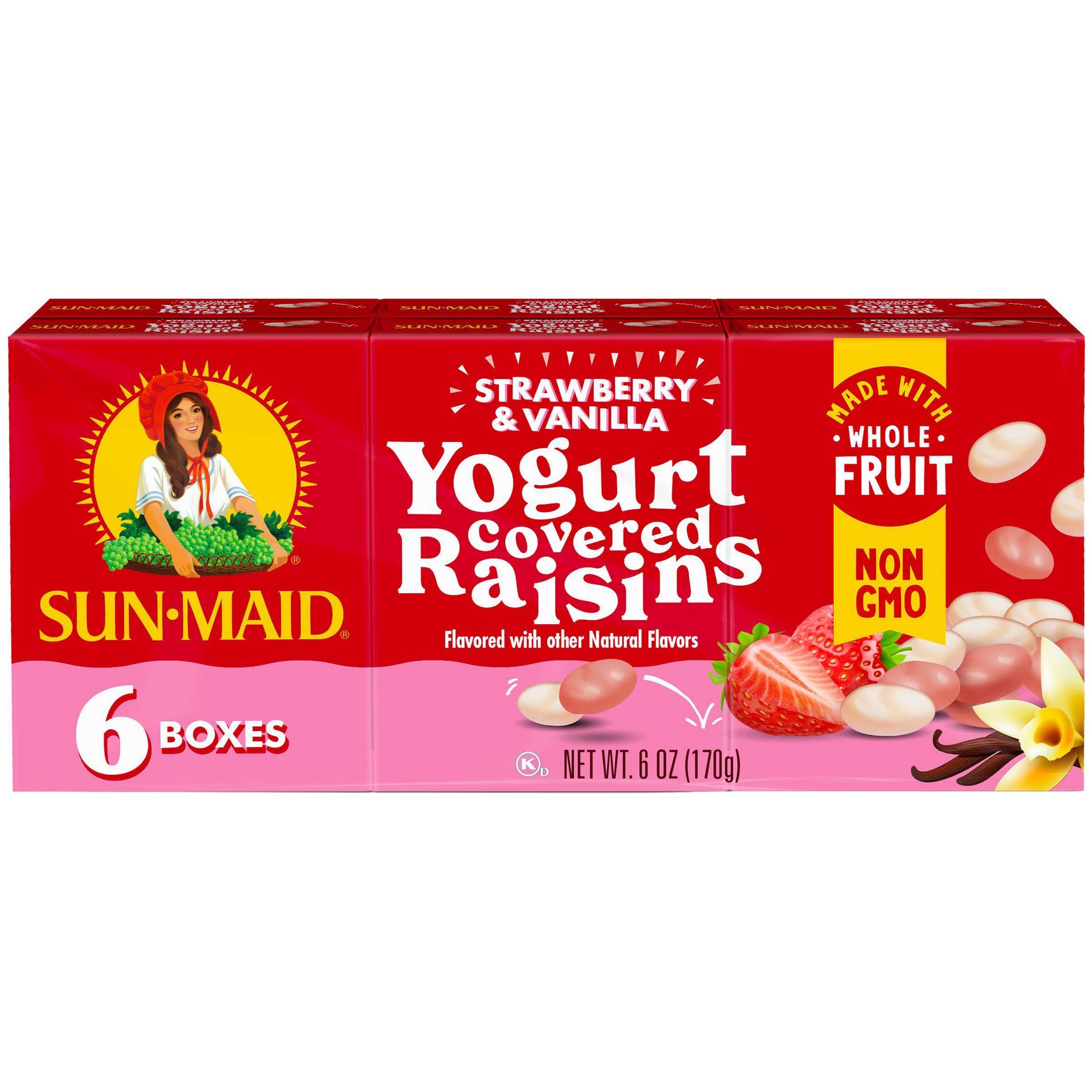 Sun-Maid Strawberry and Vanilla Yogurt Covered Raisins Multipack - 6oz/6ct