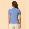 Allegra K Women's Peter Pan Collar Puff Sleeves Sweet Blouse - 4 of 4