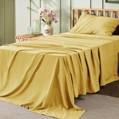 Twin XL Sheet Sets Dorm Bedding - 3 Pieces Soft Extra Long Twin Sheets, Hotel Luxury, Easy Care Microfiber for Women, Men, Kids and Teens, Yellow