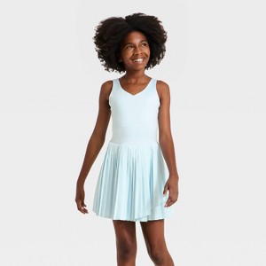 Girls' Pleated Active Athletic Dress - All In Motion Light Blue S : Target