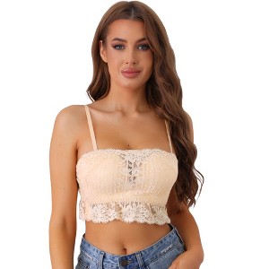 Allegra K Women's Lace Full-Coverage Tube Bra Adjustable Double Straps Bralettes - 1 of 4