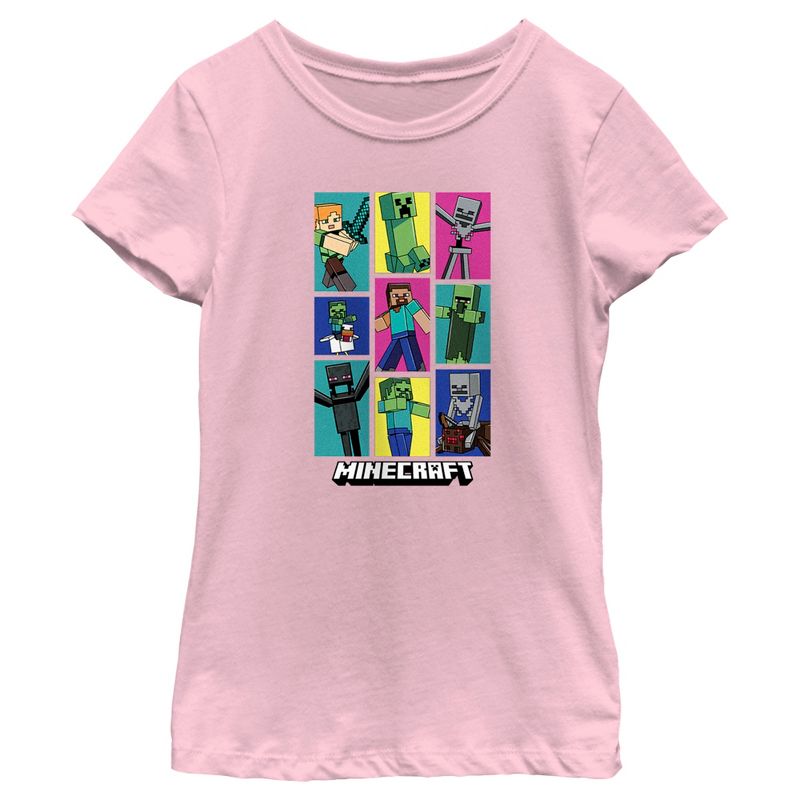 Girl's Minecraft Boxed Mobs T-Shirt, 1 of 5
