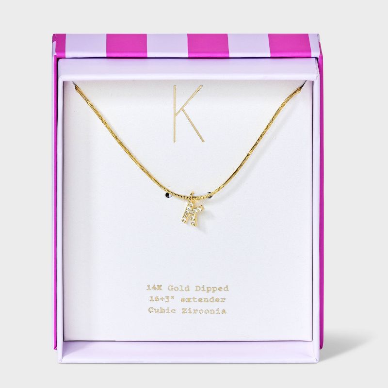 14K Gold Dipped Cubic Zirconia Initial Round Snake Chain Necklace - A New Day™ Gold, 1 of 6