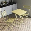 VYNXARIA 3 Piece Patio Bistro Set of Foldable Square Table and Chairs, Yellow - 4 of 4