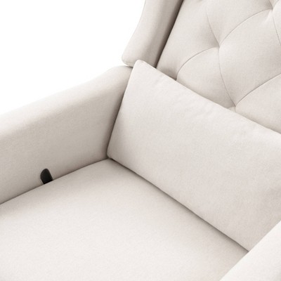 Cream Eco-Weave Swivel Recliner with Tufted Back