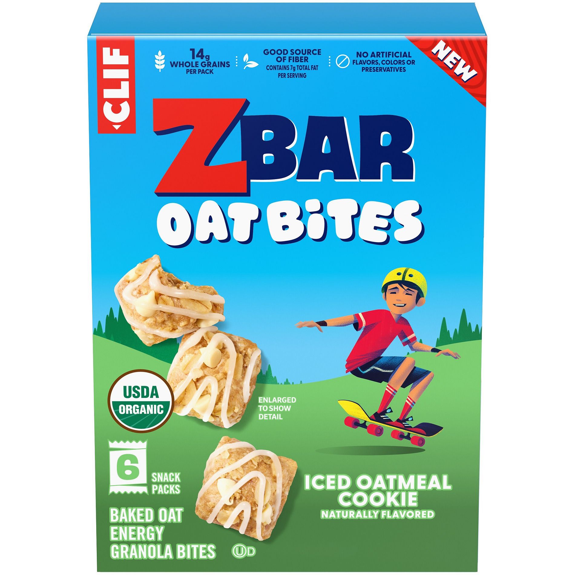 Zbar Oat Bites Organic Iced Oatmeal Cookie Baked Oat Energy Granola Bites Snacks for Kids - 6.6oz/6ct