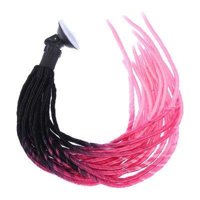 Unique Bargains Bike Motorcycle Suction Cup Helmet Decor Ponytail Black Rose Red Pink 21.65" 1 Pc