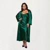 Anna-Kaci Lounge Women's PLus Size Satin Robe and Slip Set with Smooth Draping Fabric and Elegant Silhouette - 2 of 4
