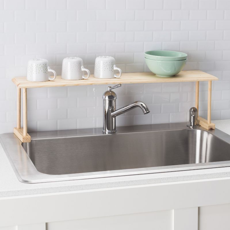 Home Basics Space-Saving Oak Wood Over the Sink Multi-Use Shelf, 5 of 6